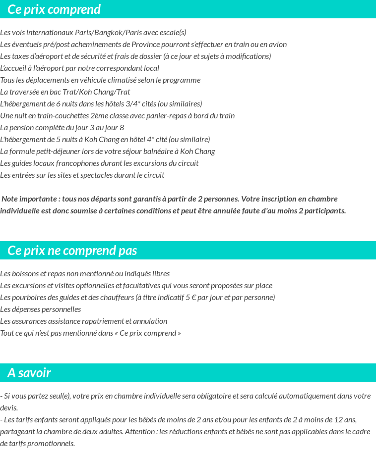 Conditions tarifaires