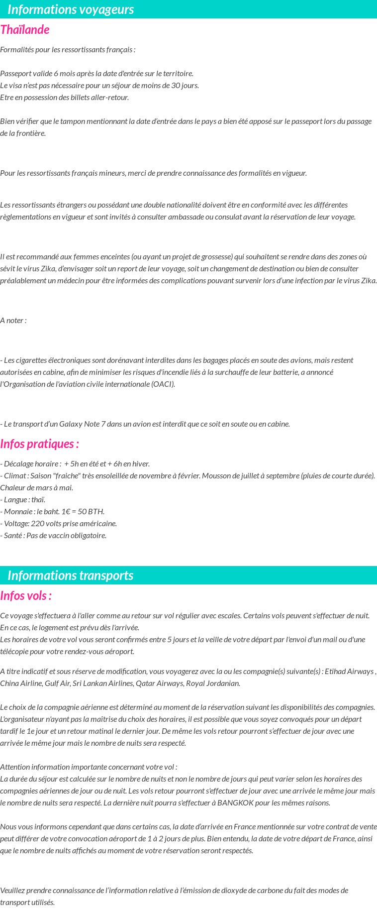 Formalités et infos voyageurs