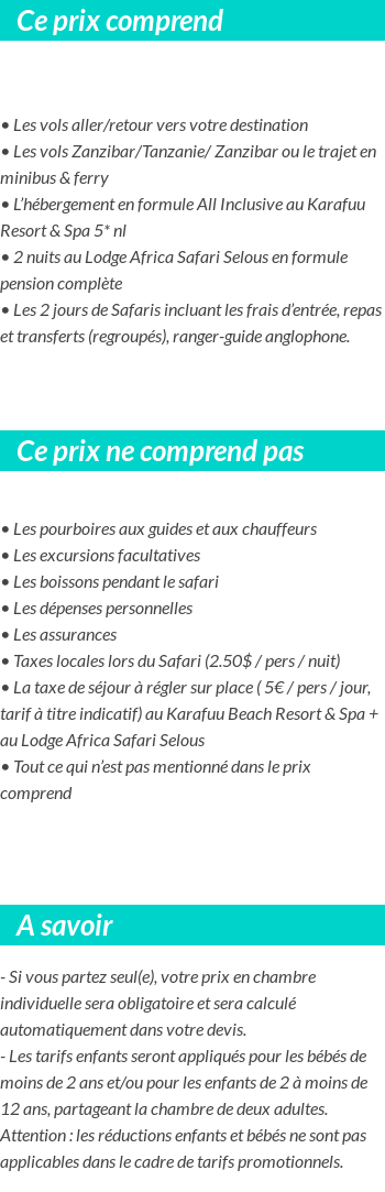Conditions tarifaires
