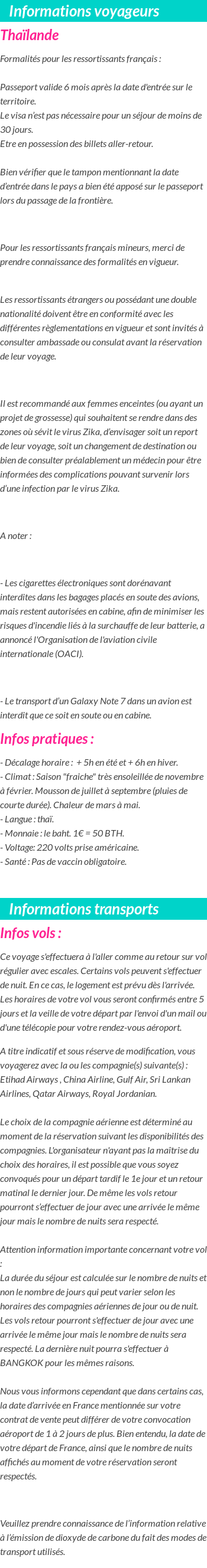 Formalités et infos voyageurs