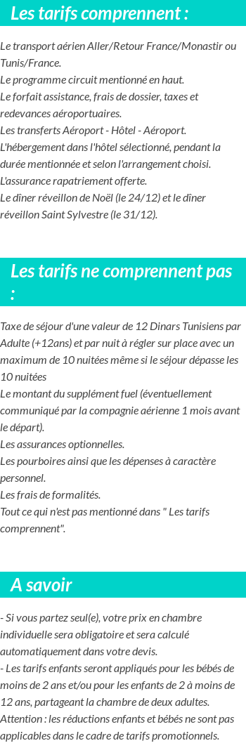 Conditions tarifaires