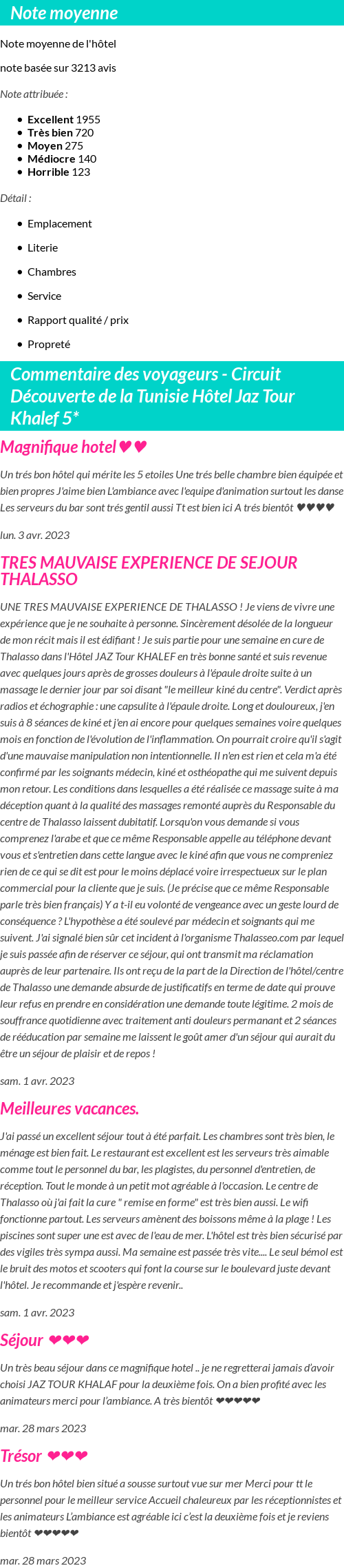 Avis clients