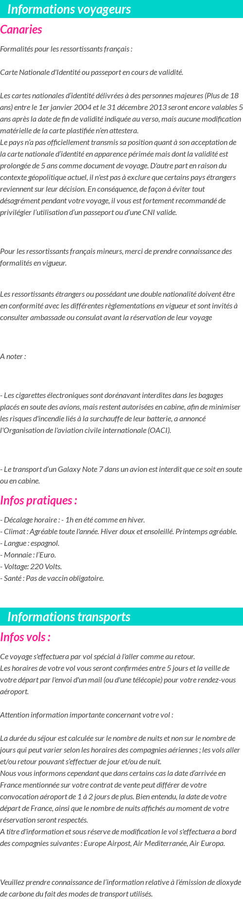 Formalités et infos voyageurs