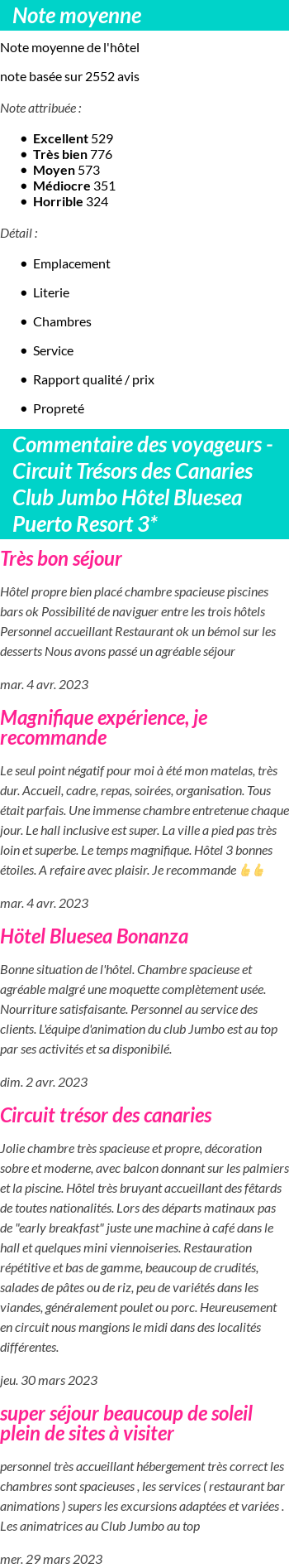 Avis clients