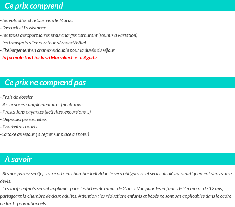 Conditions tarifaires