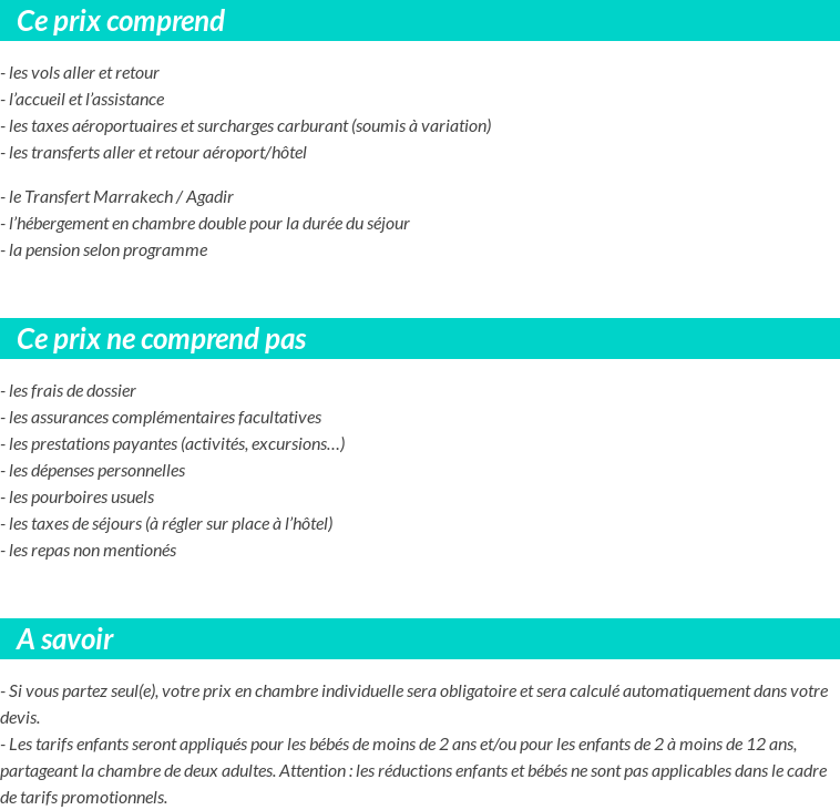 Conditions tarifaires