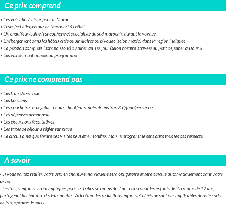 Conditions tarifaires