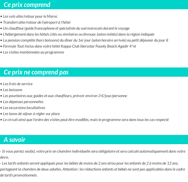 Conditions tarifaires
