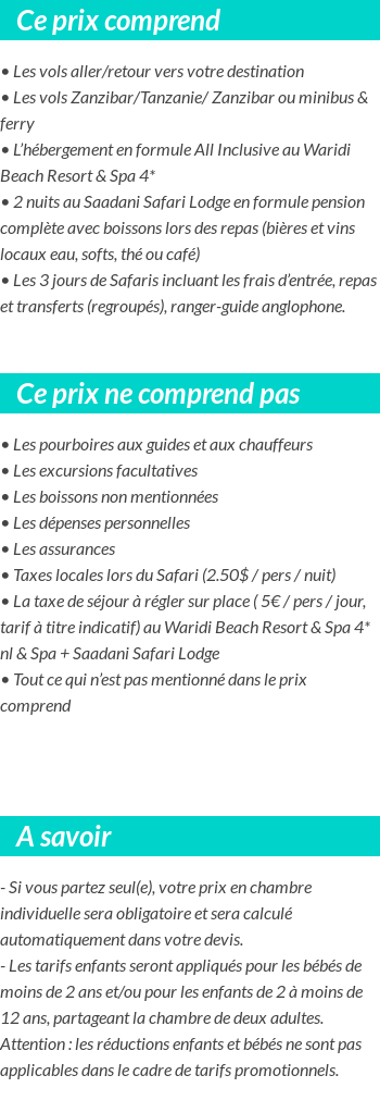 Conditions tarifaires