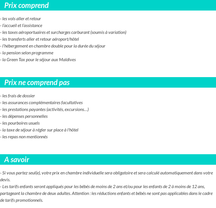 Conditions tarifaires