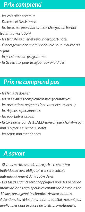 Conditions tarifaires