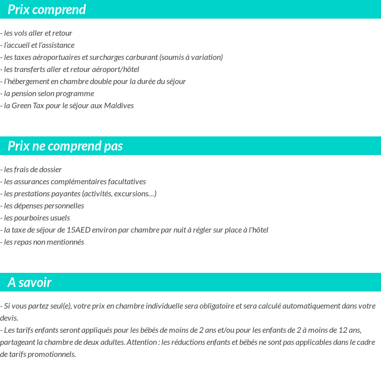 Conditions tarifaires