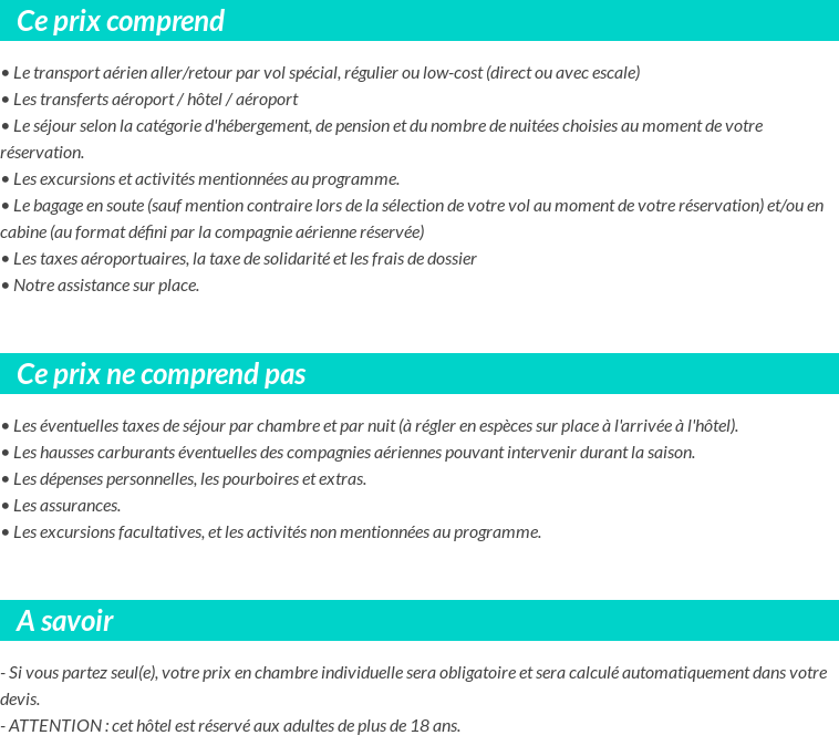 Conditions tarifaires