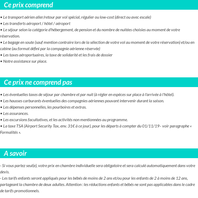 Conditions tarifaires