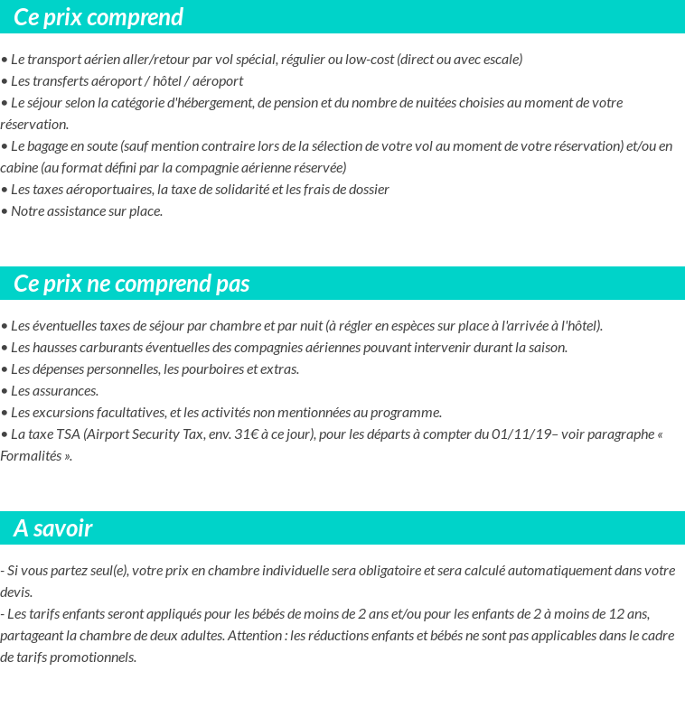 Conditions tarifaires