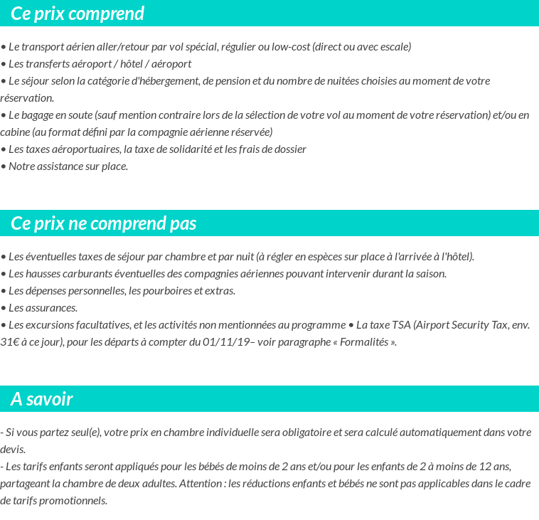 Conditions tarifaires