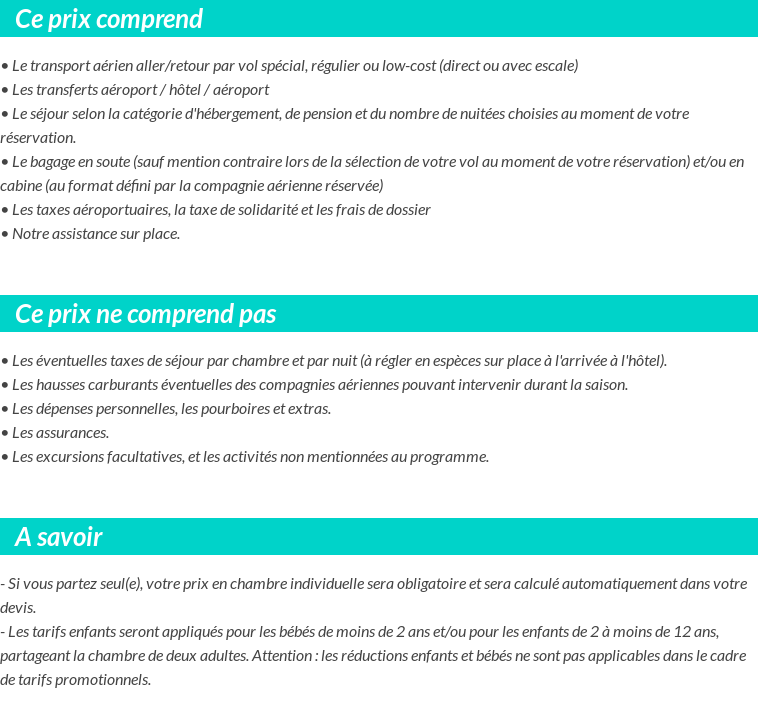 Conditions tarifaires