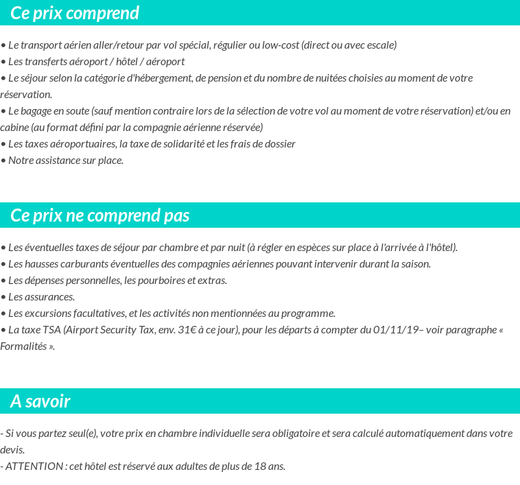 Conditions tarifaires