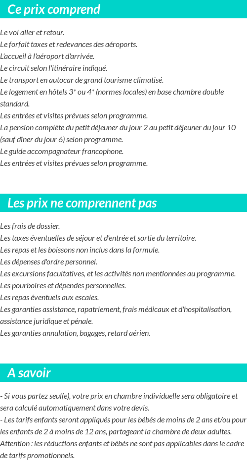 Conditions tarifaires