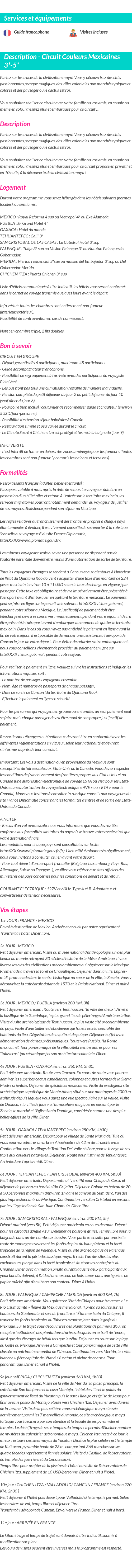 Détails du séjour