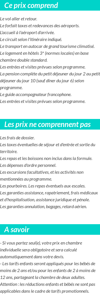 Conditions tarifaires