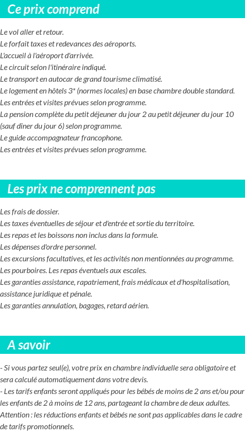 Conditions tarifaires