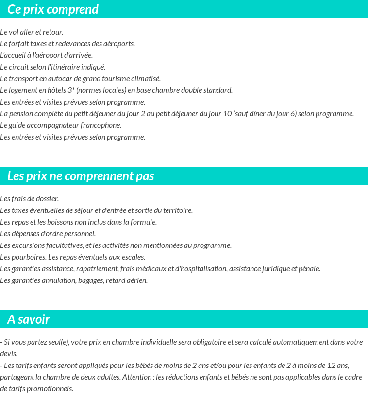Conditions tarifaires