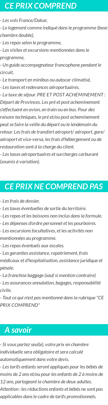 Conditions tarifaires