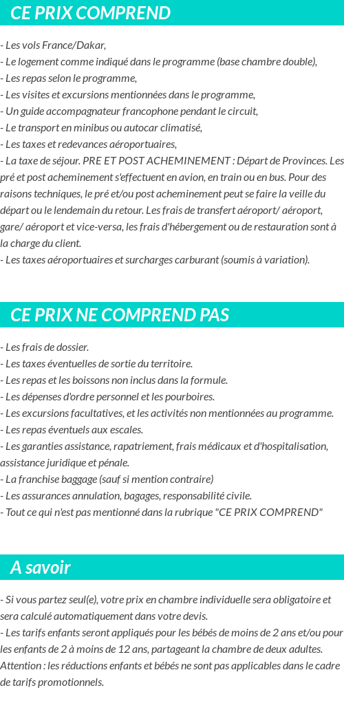 Conditions tarifaires
