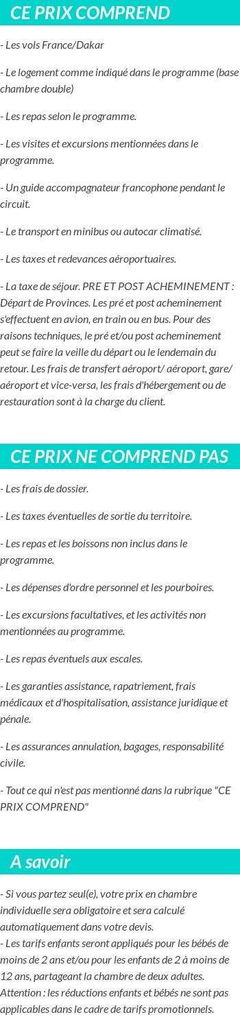 Conditions tarifaires