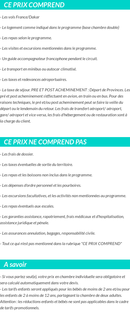 Conditions tarifaires