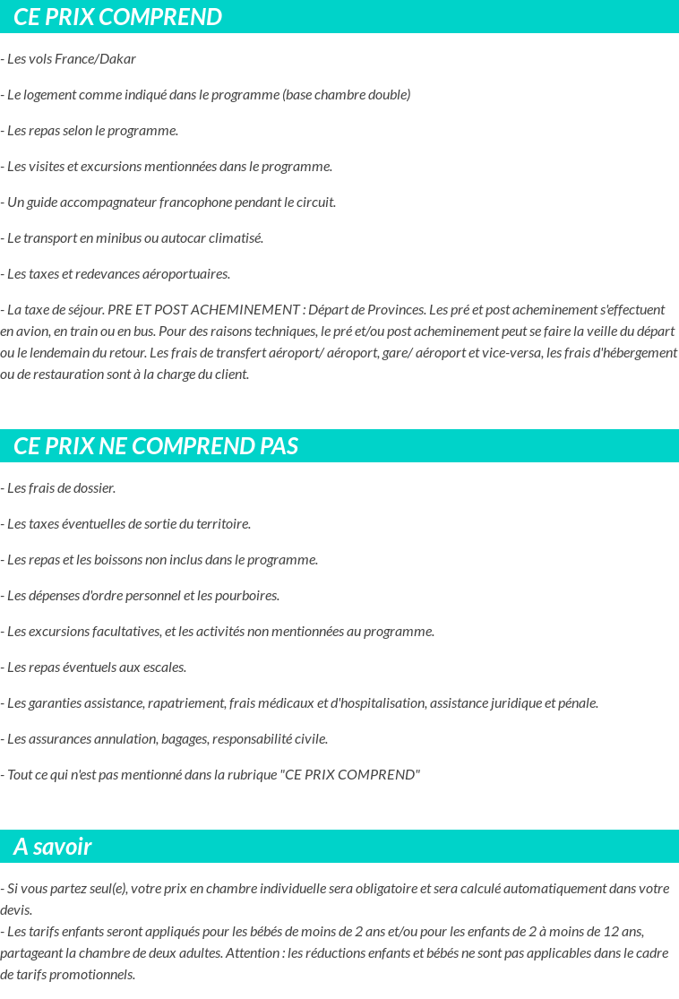 Conditions tarifaires
