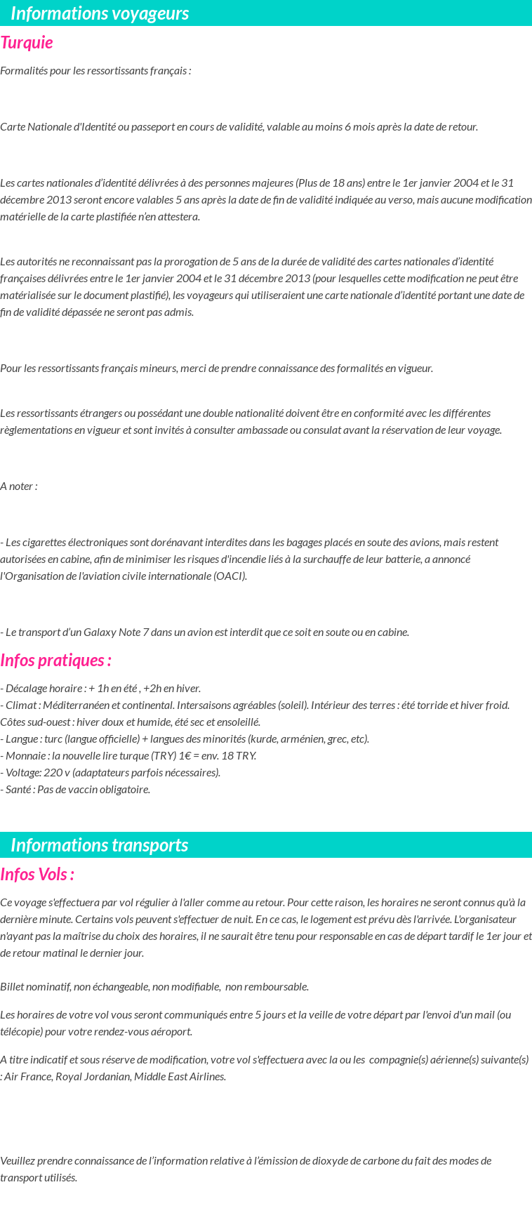 Formalités et infos voyageurs