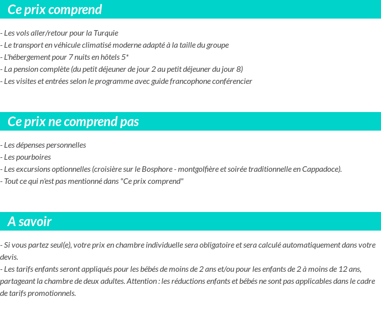 Conditions tarifaires