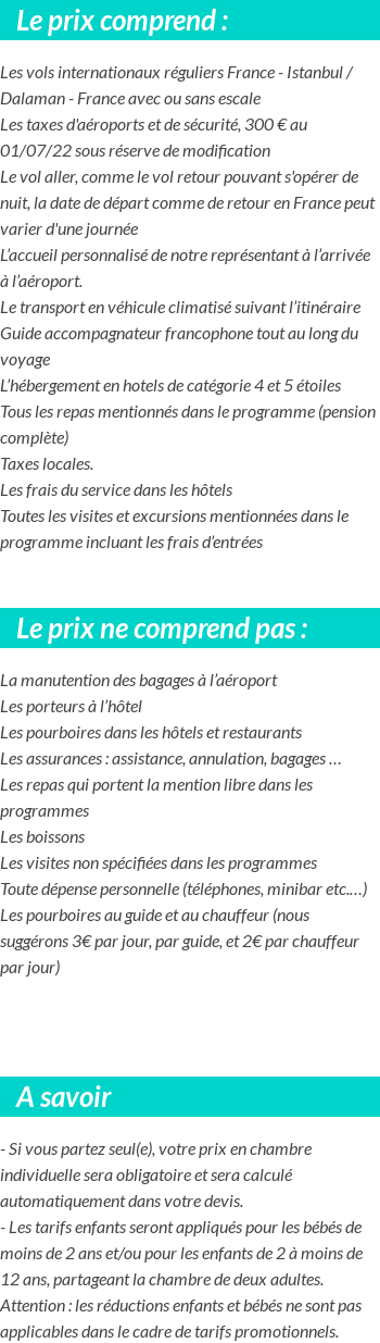 Conditions tarifaires