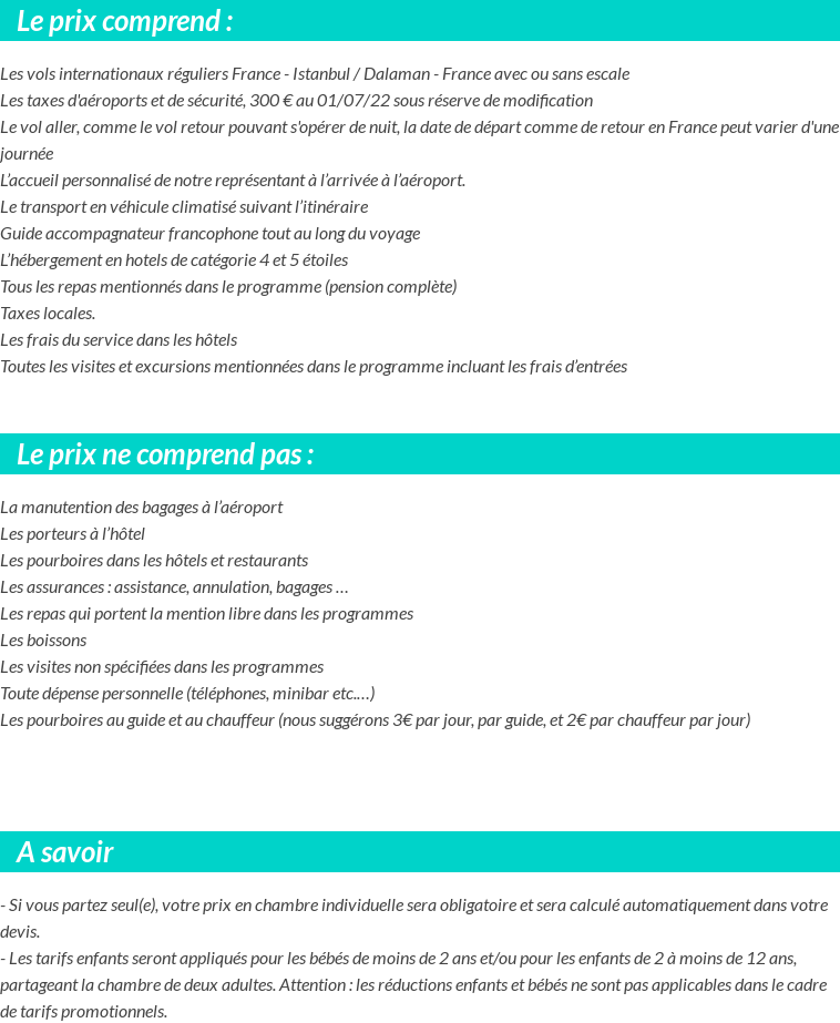 Conditions tarifaires