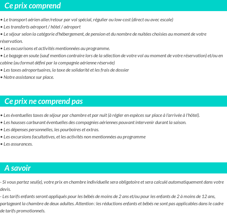 Conditions tarifaires