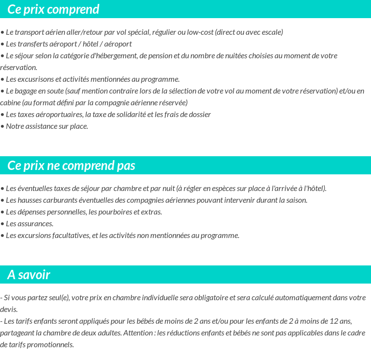 Conditions tarifaires