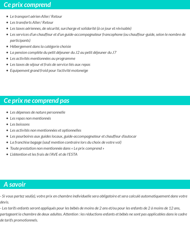 Conditions tarifaires