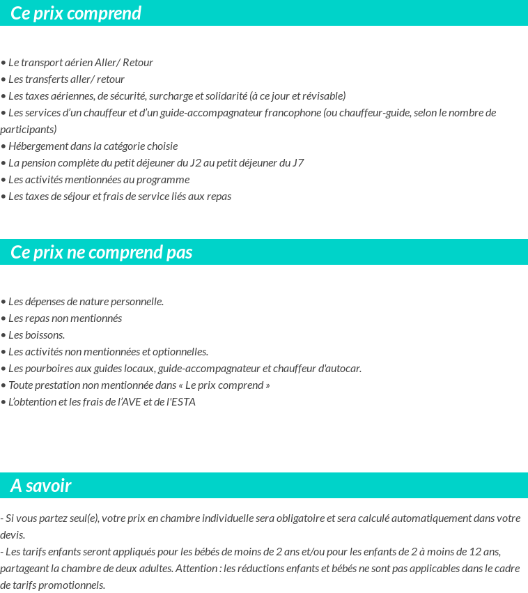 Conditions tarifaires