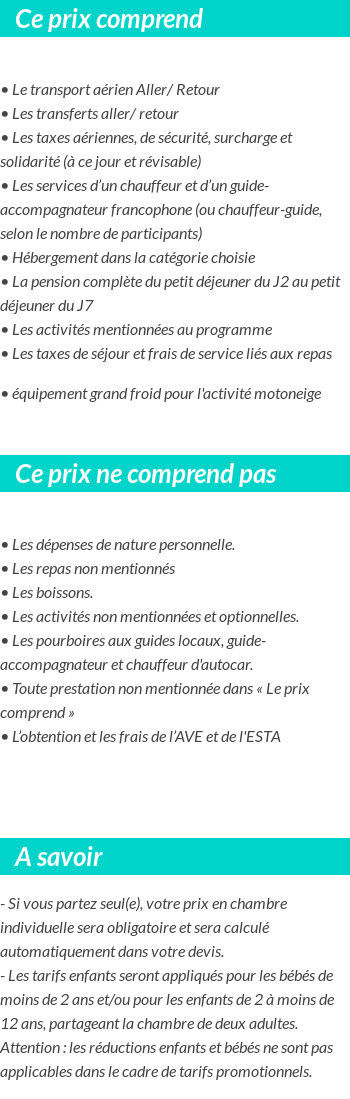 Conditions tarifaires