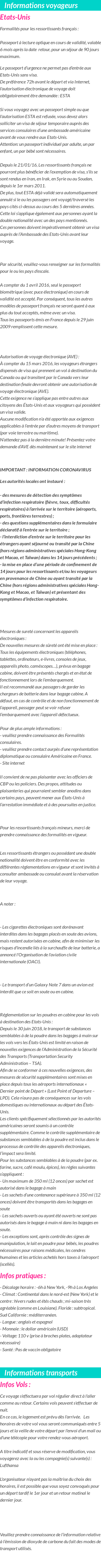 Formalités et infos voyageurs