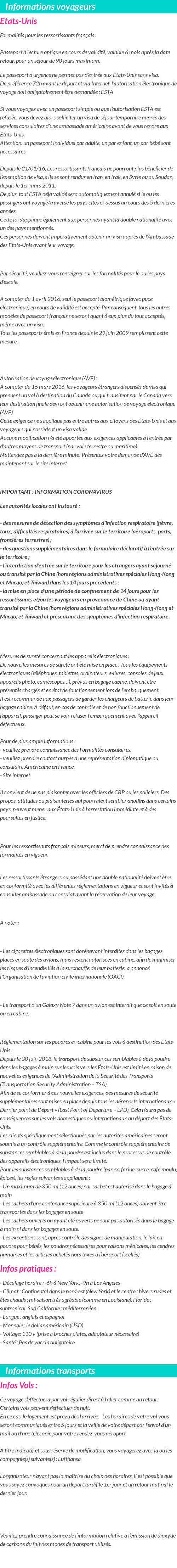 Formalités et infos voyageurs