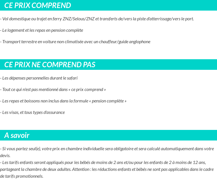 Conditions tarifaires