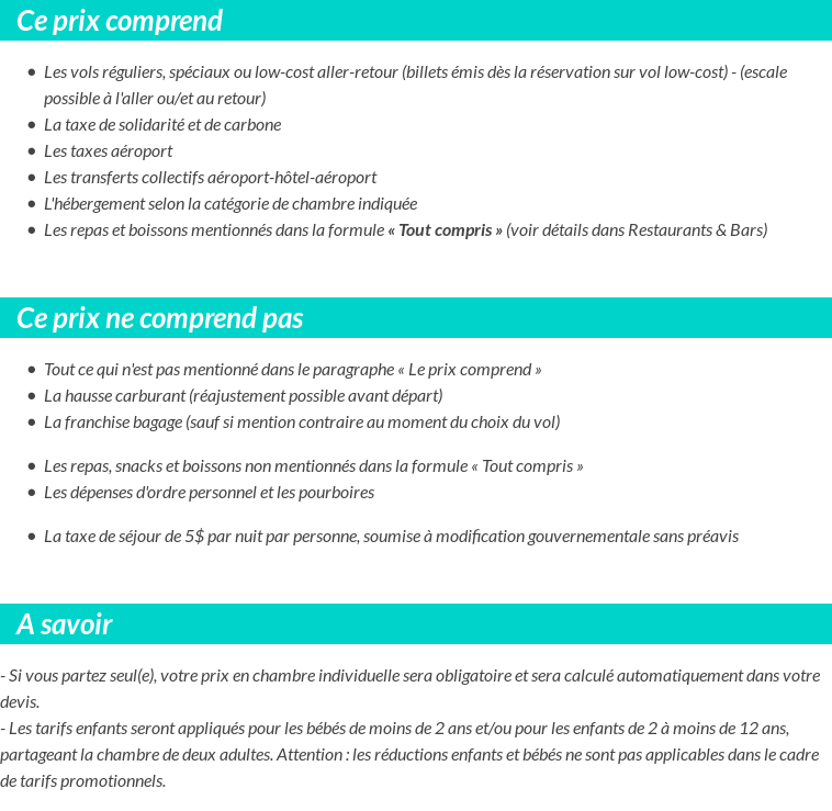 Conditions tarifaires