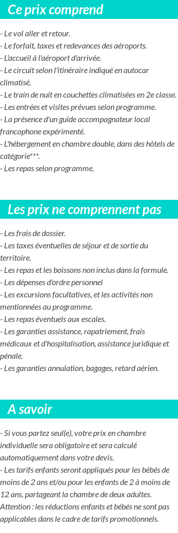 Conditions tarifaires