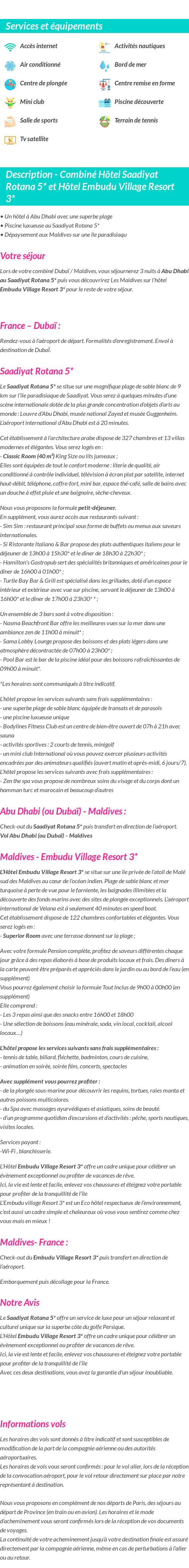 Détails du séjour