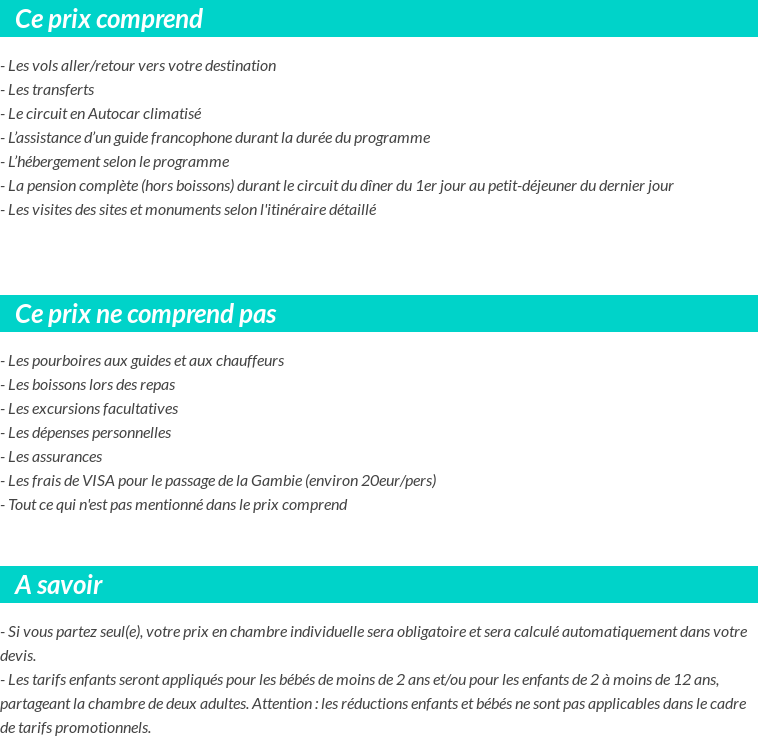 Conditions tarifaires