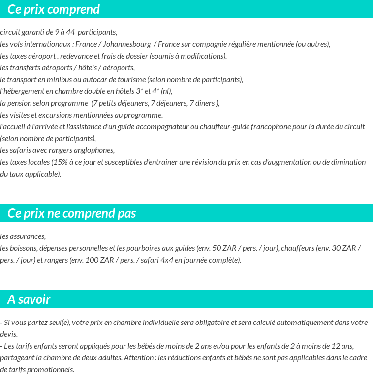 Conditions tarifaires