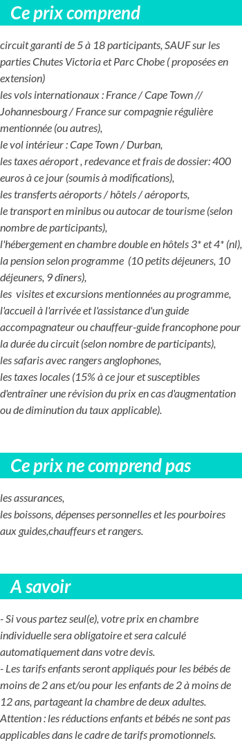 Conditions tarifaires